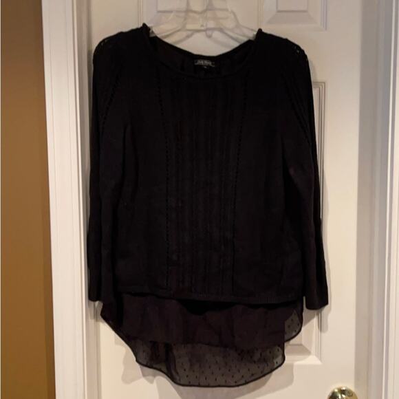 Lucky Brand black sweater with sheer under layers size XS - Picture 1 of 6